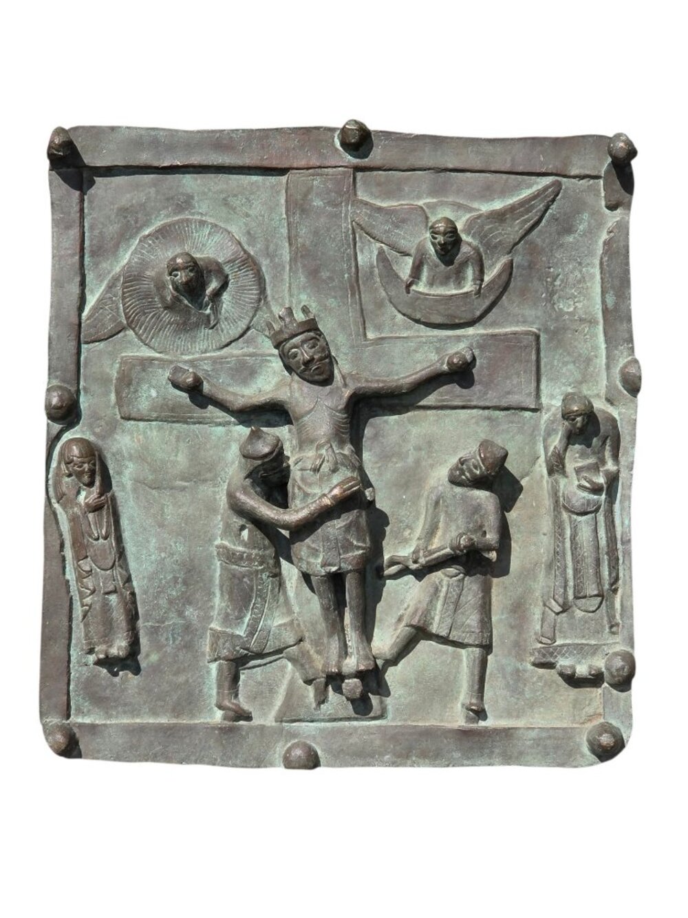 Antique Cast Bronze Doors Panel of Basilica San Zeno, Verona Christ on the Cross